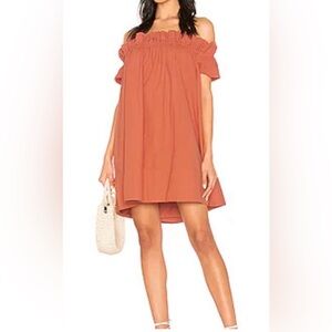 Wilfred Rust Off-Shoulder Smocked Sundress
